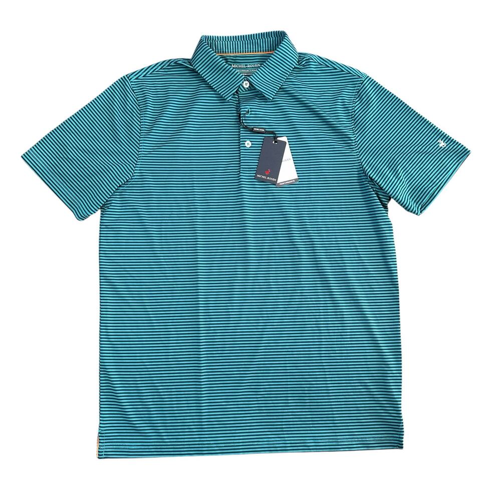 Michel Rouen Men's Performance Polo Shirt Striped Size M